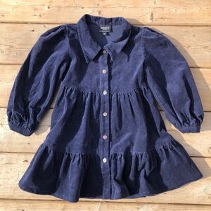 Bardot Junior Larissa Tiered Corduroy dress girls navy US size 5 ✨EUR size 110